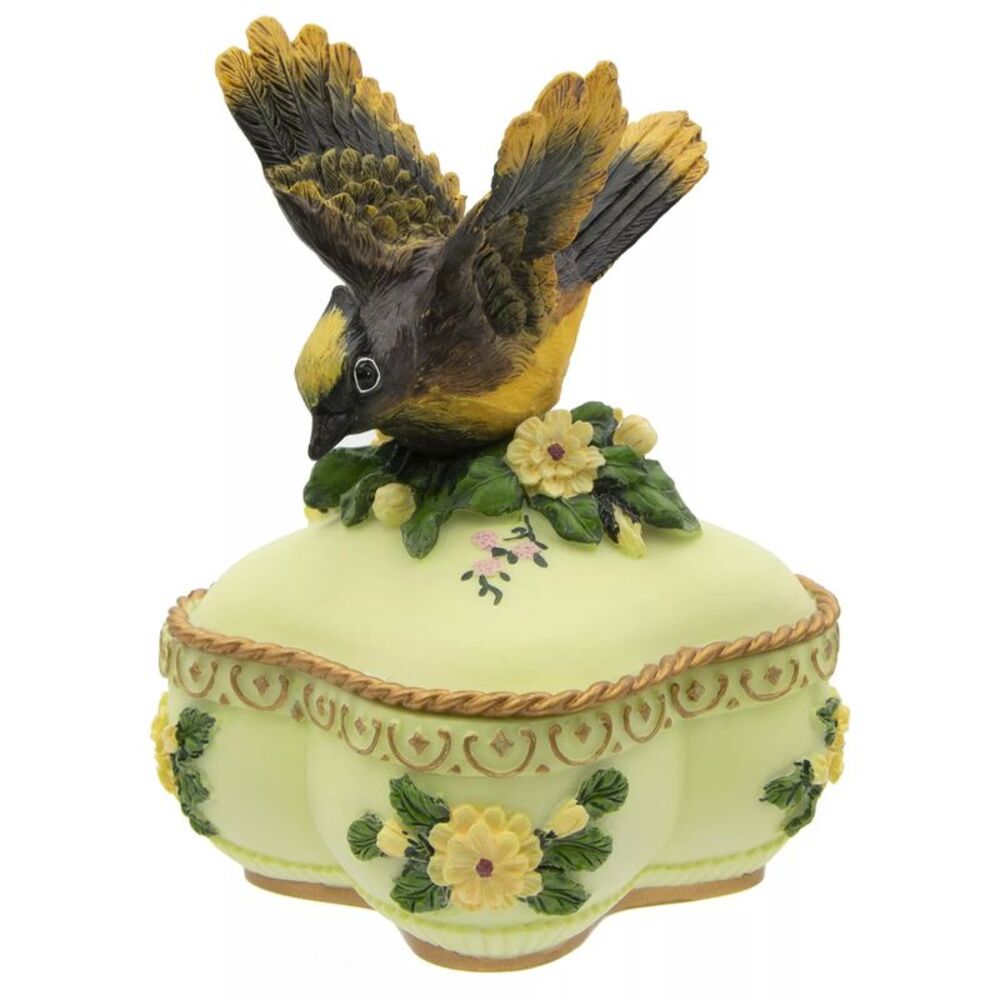 Songbird Treasures Cedar Waxwing Music Box Resin Trinket Box